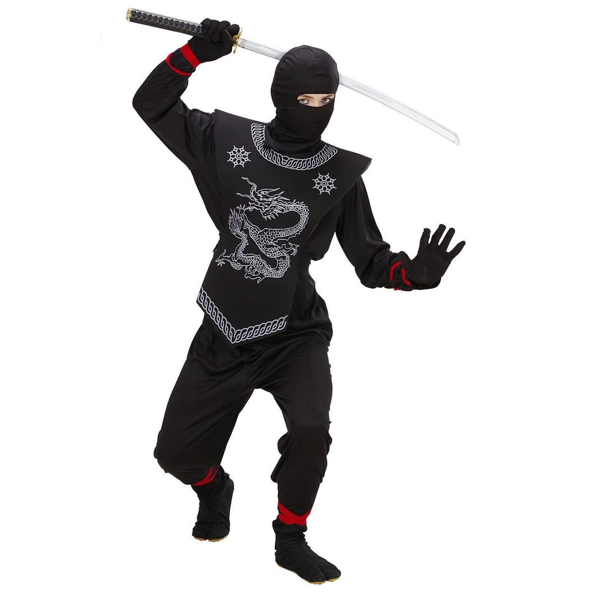 Op deze afbeelding zie je een Kostuums, van het merk Widmann. Zwarte Ninja Prince Of Thieves Kostuum Jongen