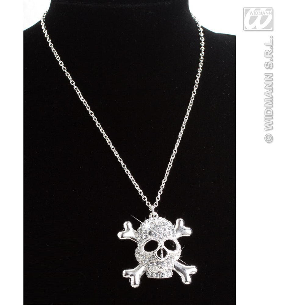 Op deze afbeelding zie je een Decoratie, van het merk Widmann. Ketting Strass Met Schedels
