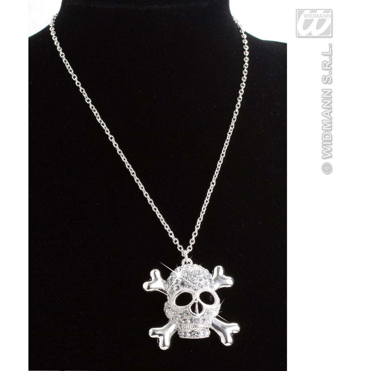 Op deze afbeelding zie je een Decoratie, van het merk Widmann. Ketting Strass Met Schedels