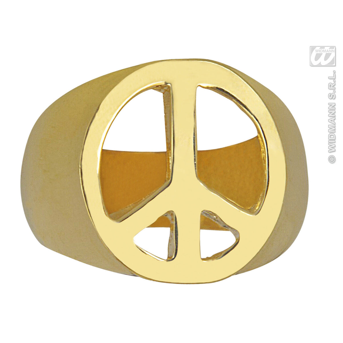 Op deze afbeelding zie je een Accessoires, van het merk Widmann. Peace And Love Ring Goud