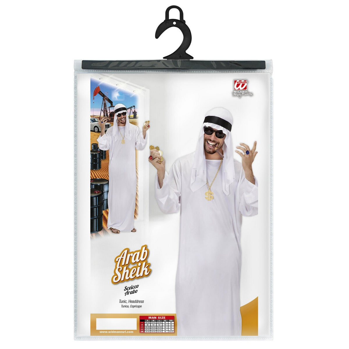 Op deze afbeelding zie je een Kostuums, van het merk Widmann. Arabische Sjeik Man Kostuum Wit
