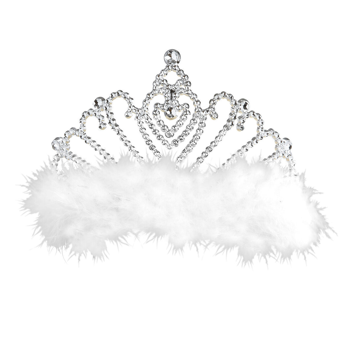 Op deze afbeelding zie je een Accessoires, van het merk Widmann. Prinsessen Tiara Met Witte Marabou