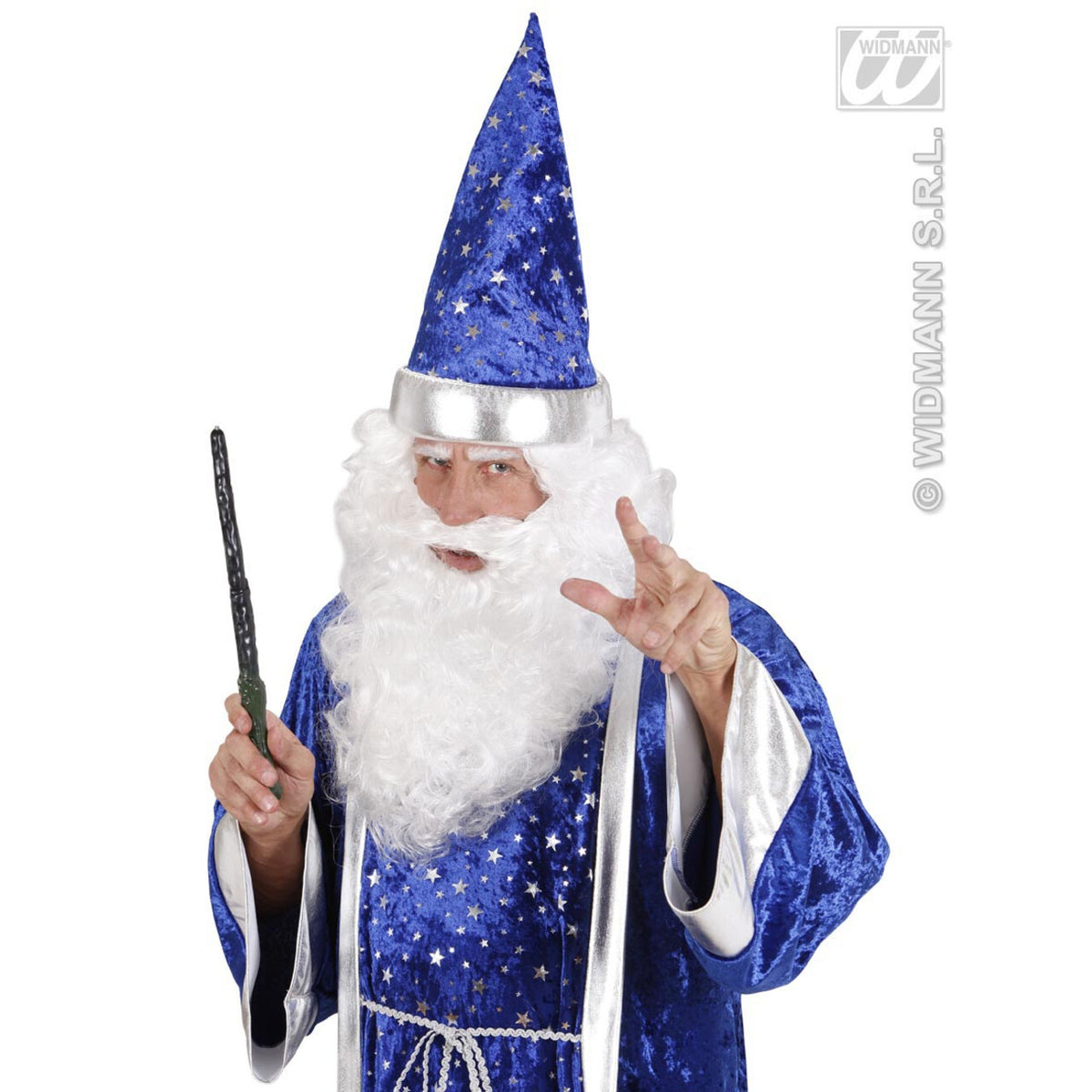 Op deze afbeelding zie je een Accessoires, van het merk Widmann. Pruik, Wit Met Maxi Baard
