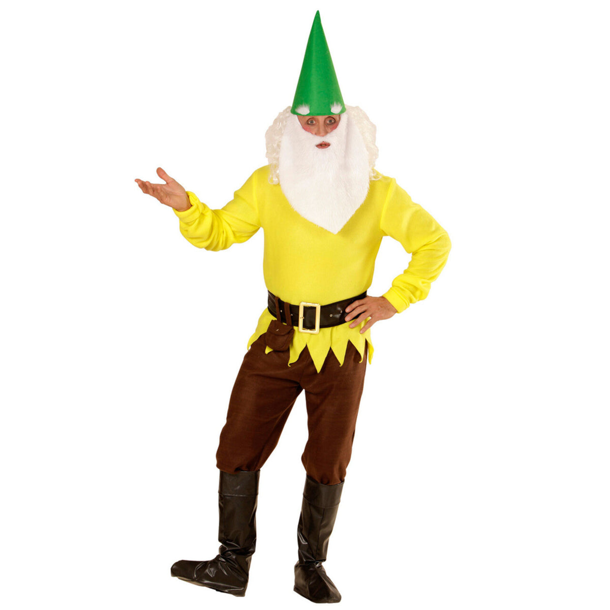 Op deze afbeelding zie je een Kostuums, van het merk Widmann. Tuin Kabouter Geel Man Kostuum