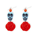 Boucles Doreilles Horreur Crâne Azur Rose Rouge