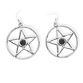 Boucles Doreilles Pentagramme Satanique Avec Pierre Noire
