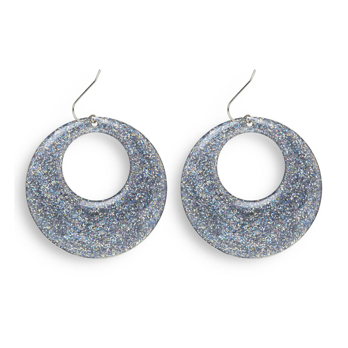 Op deze afbeelding zie je een Accessoires, van het merk Widmann. 70s-80s Zilver Glitter Oorbellen