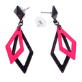 Boucles Doreilles Années 70 Losange Néon Noir Rose