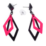 Boucles Doreilles Années 70 Losange Néon Noir Rose