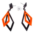Boucles Doreilles Années 70 Losanges Néon Noir Et Orange