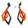 Boucles Doreilles Années 70 Losanges Néon Noir Et Orange