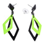 Boucles Doreilles Années 70 Losange Néon Noir Vert