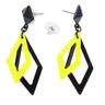 Boucles Doreilles Années 70 Losange Néon Noir Jaune