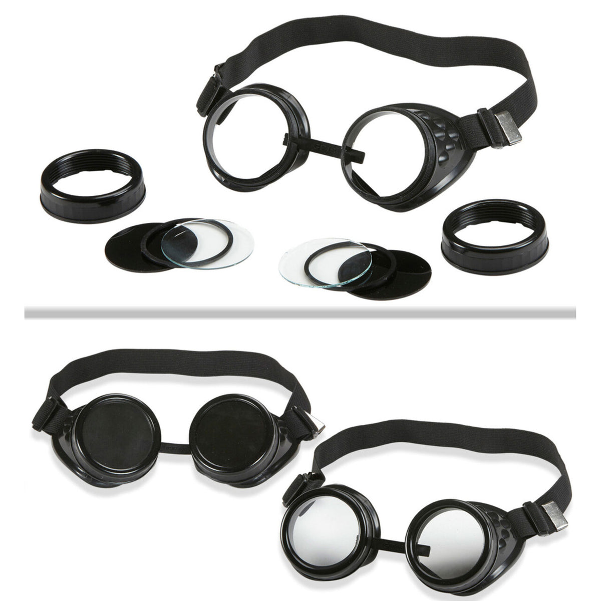 Op deze afbeelding zie je een Accessoires, van het merk Widmann. Dubbeldekker Bril Vliegenier Met Meerdere Lenzen