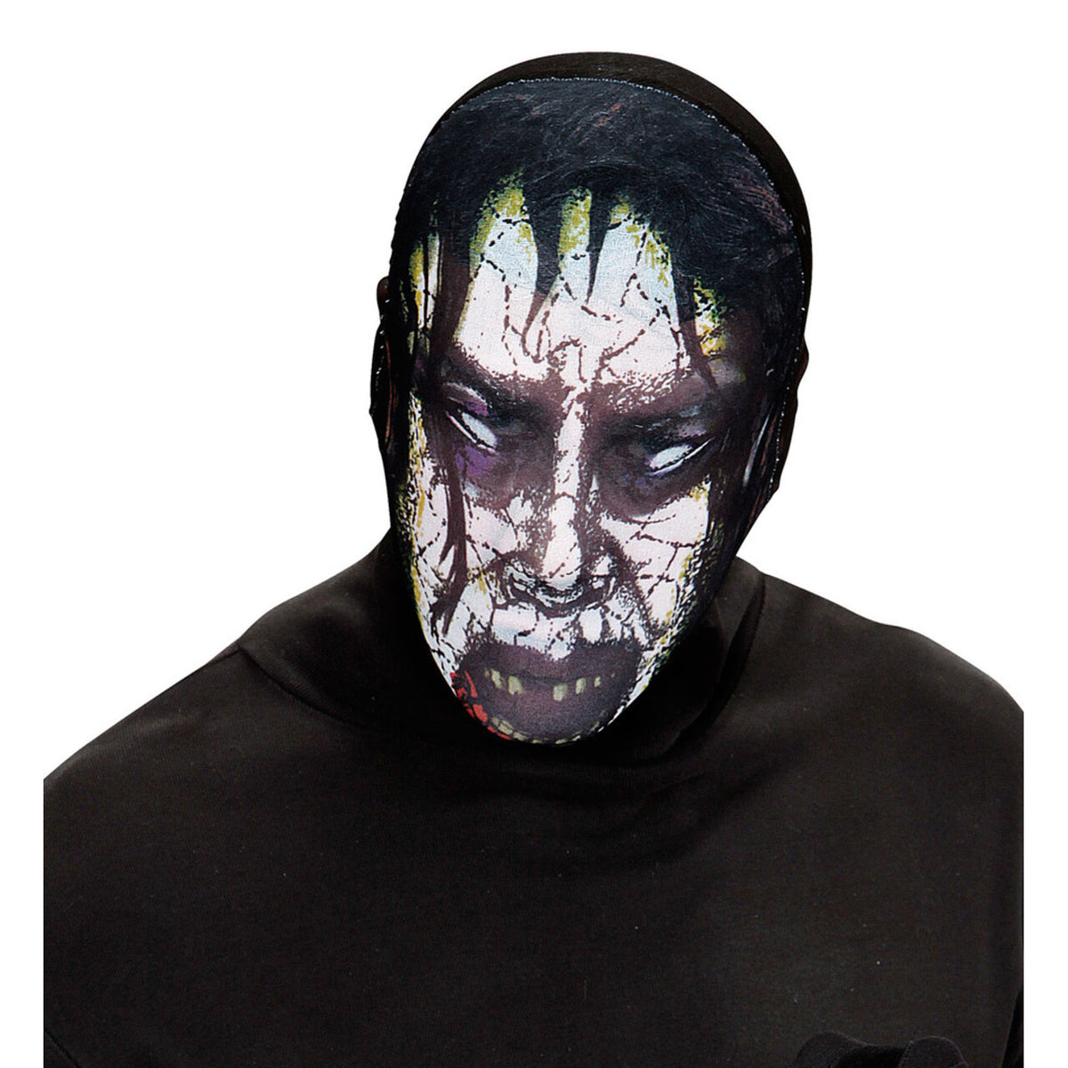 Op deze afbeelding zie je een Accessoires, van het merk Widmann. Aangenaam Stoffen Hoofdmasker Zombie