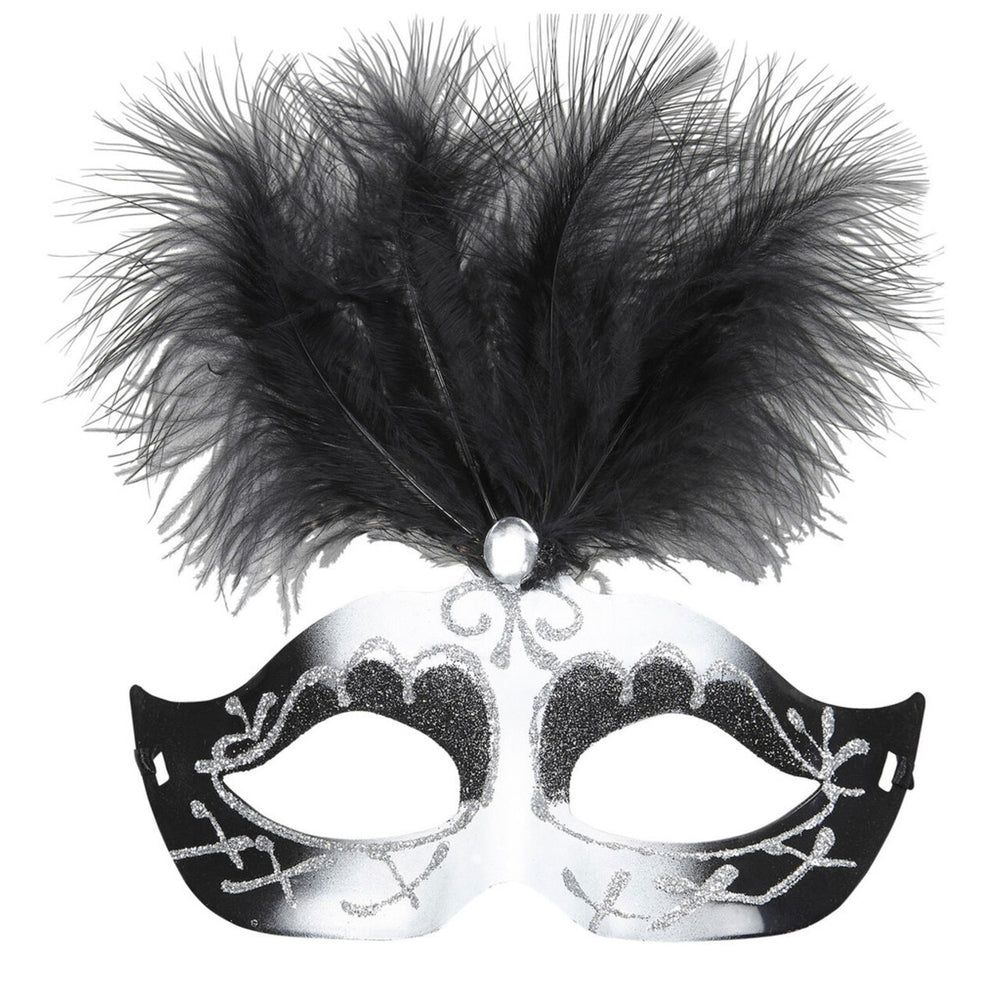 Op deze afbeelding zie je een Accessoires, van het merk Widmann. Uitbundig Oogmasker Venetie Zwart / Wit