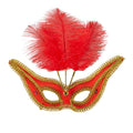 Masque Pour Les Yeux Rouge Doré Avec Plumes
