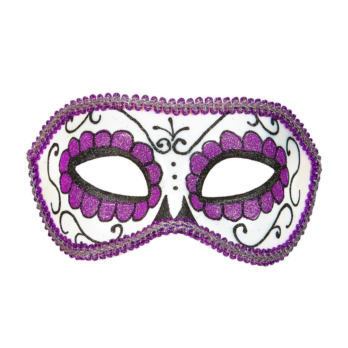 Op deze afbeelding zie je een Accessoires, van het merk Widmann. Mexicaans Oogmasker Dia De Los Muertos Zwart & Paars