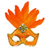 Masque Samba Du Brésil Avec Plumes Et Perles Néon Orange