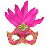 Masque Samba Brésil Plumes Et Perles Rose Néon