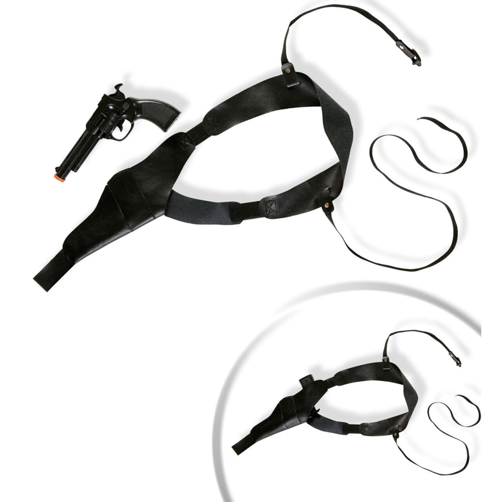 Op deze afbeelding zie je een Accessoires, van het merk Widmann. Detective Schouderholster Met Pistool