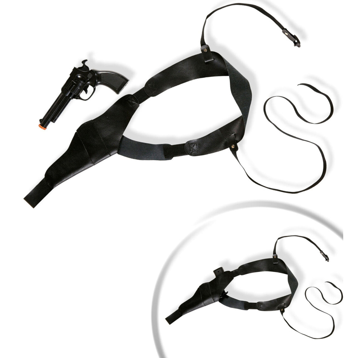 Op deze afbeelding zie je een Accessoires, van het merk Widmann. Detective Schouderholster Met Pistool