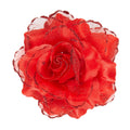 Barrette Tropicale Rose Rouge Avec Paillettes