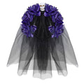 Serre-Tête De Mariée Macabre Rose Violette Crâne Et Voile