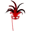 Masque Distingué Avec Bâton, Version Luxe Rouge