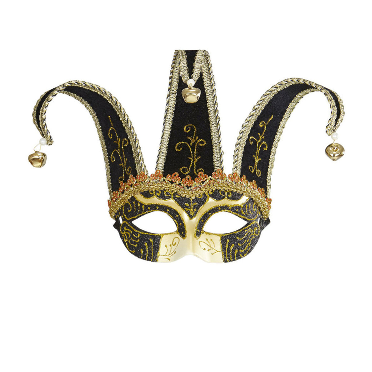 Op deze afbeelding zie je een Accessoires, van het merk Widmann. Nar Oogmasker, Joker Met Decoratie Glitters, Zwart
