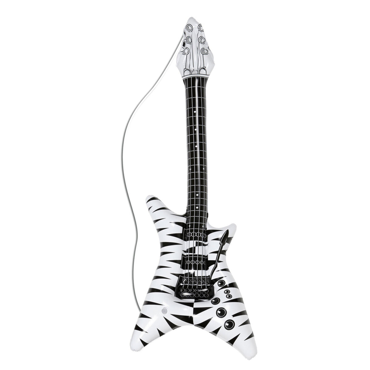 Op deze afbeelding zie je een Accessoires, van het merk Widmann. Rocker Opblaasbare Gitaar, Zebra