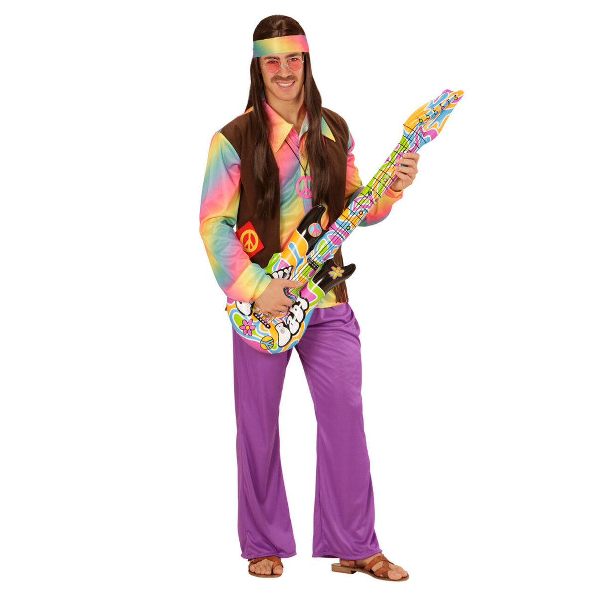 Op deze afbeelding zie je een Accessoires, van het merk Widmann. Hippie Opblaasbare Gitaar Groovy 105 Centimeter
