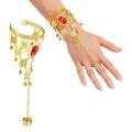 Bracelet De Doigt Arabe Avec Pièces Et Pierre Rouge