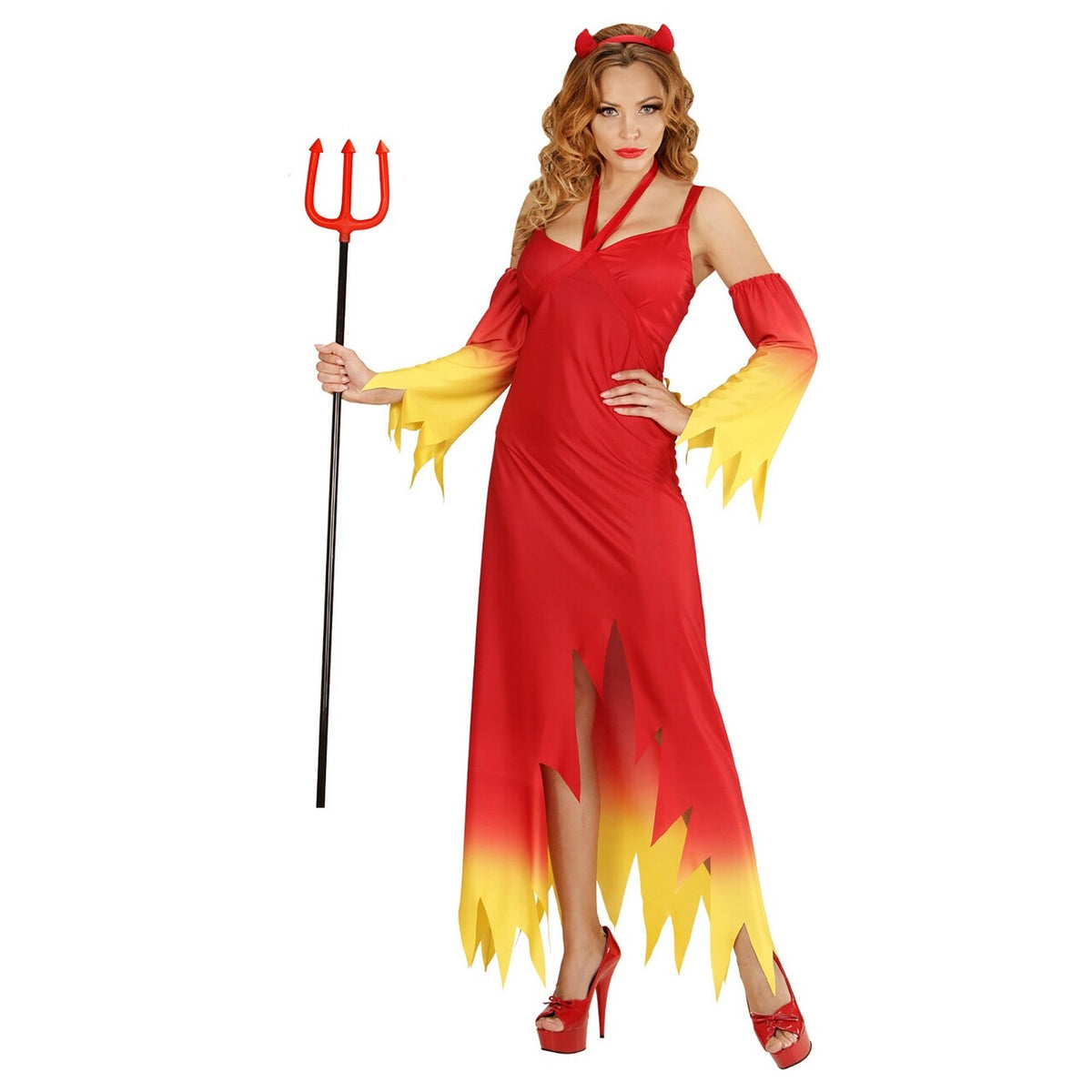 Op deze afbeelding zie je een Kostuums, van het merk Widmann. Fire Devil Duivelse Dame Vrouw Kostuum