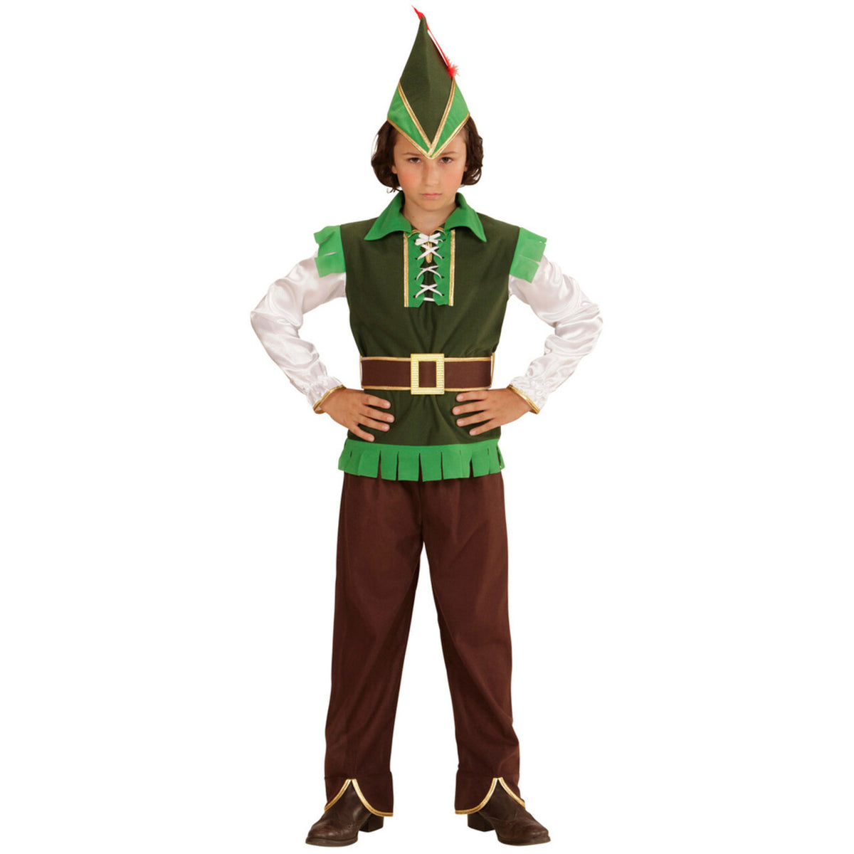 Op deze afbeelding zie je een Kostuums, van het merk Widmann. Robin Hood Uit Een Sprookje Jongen Kostuum