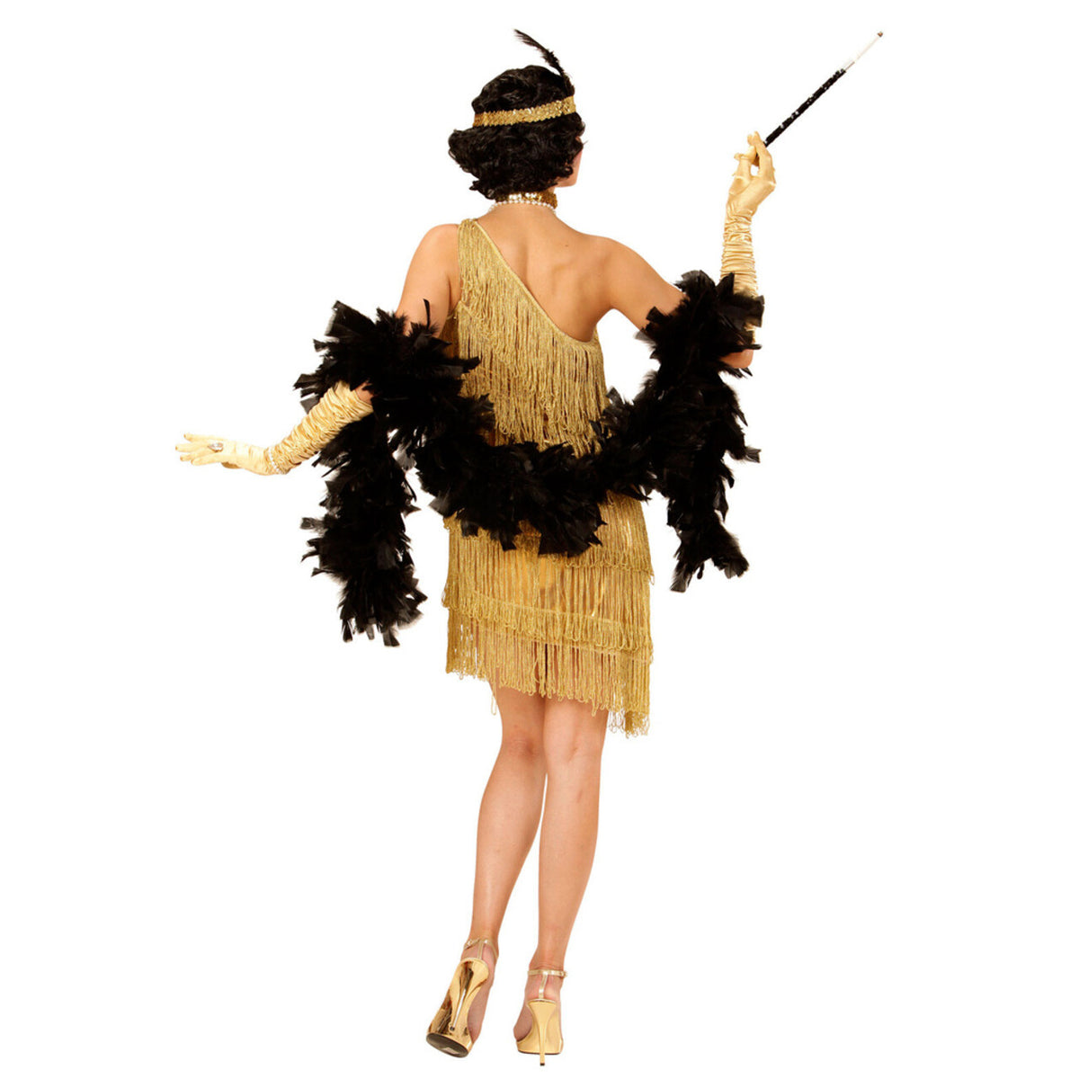 Op deze afbeelding zie je een Kostuums, van het merk Widmann. Amerikaanse Weelderigheid Flapper Goud Vrouw Kostuum