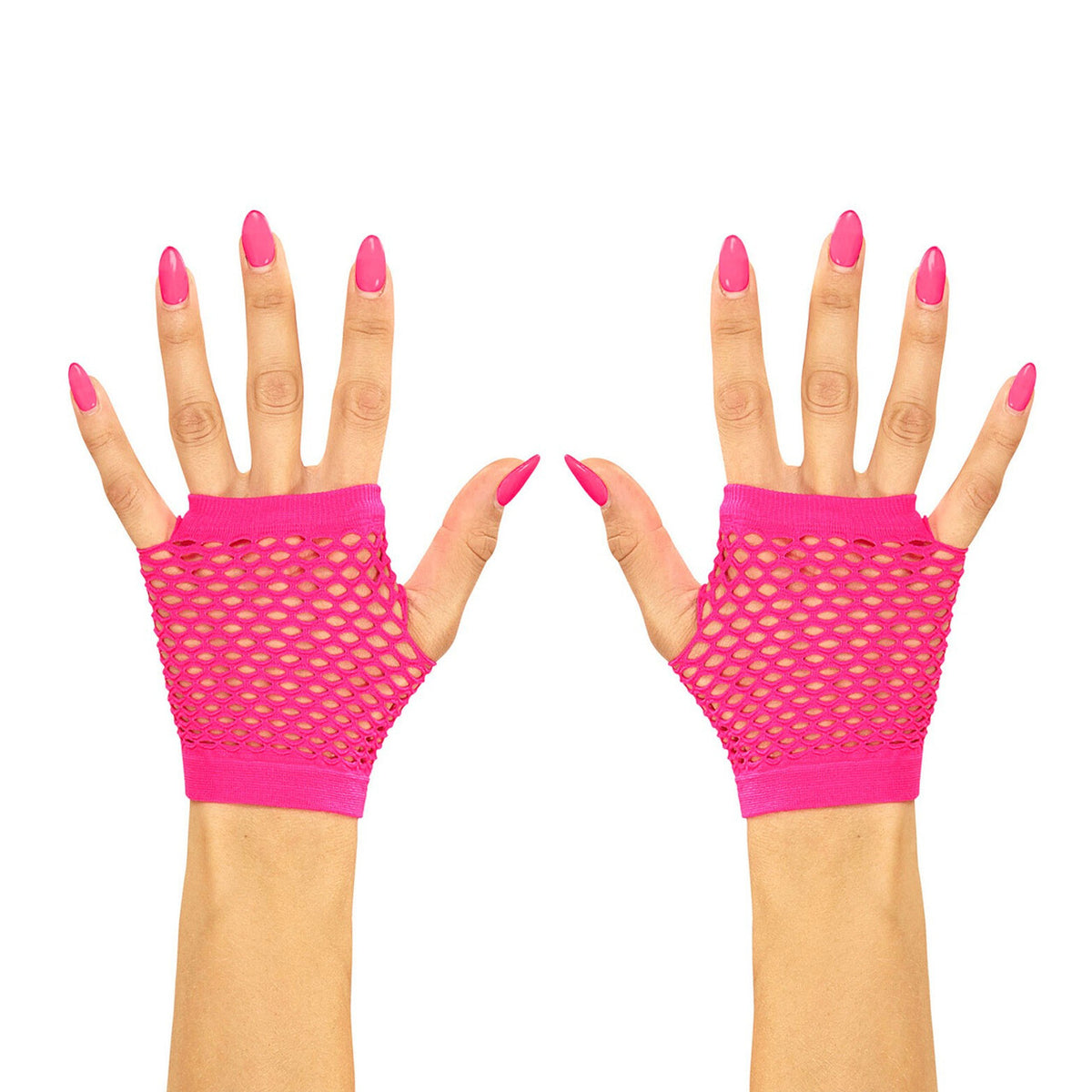 Op deze afbeelding zie je een Accessoires, van het merk Widmann. Physical Vingerloze Handschoenen Kort Neon Roze