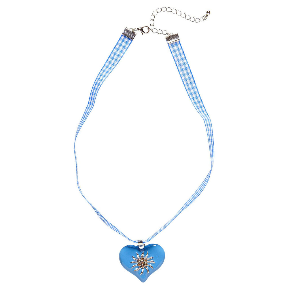Op deze afbeelding zie je een Accessoires, van het merk Widmann. Hals Ketting Met Azuurblauw Hart En Edelweiss