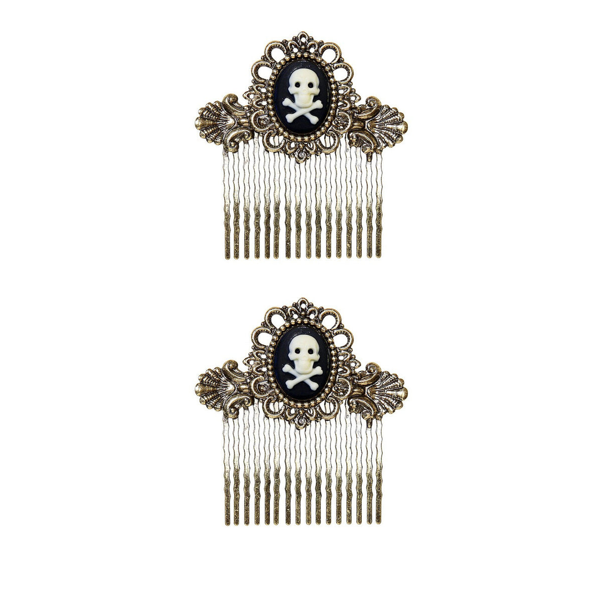 Op deze afbeelding zie je een Accessoires, van het merk Widmann. Piraten Accessoire Haarklemmen Schedel Met Botten