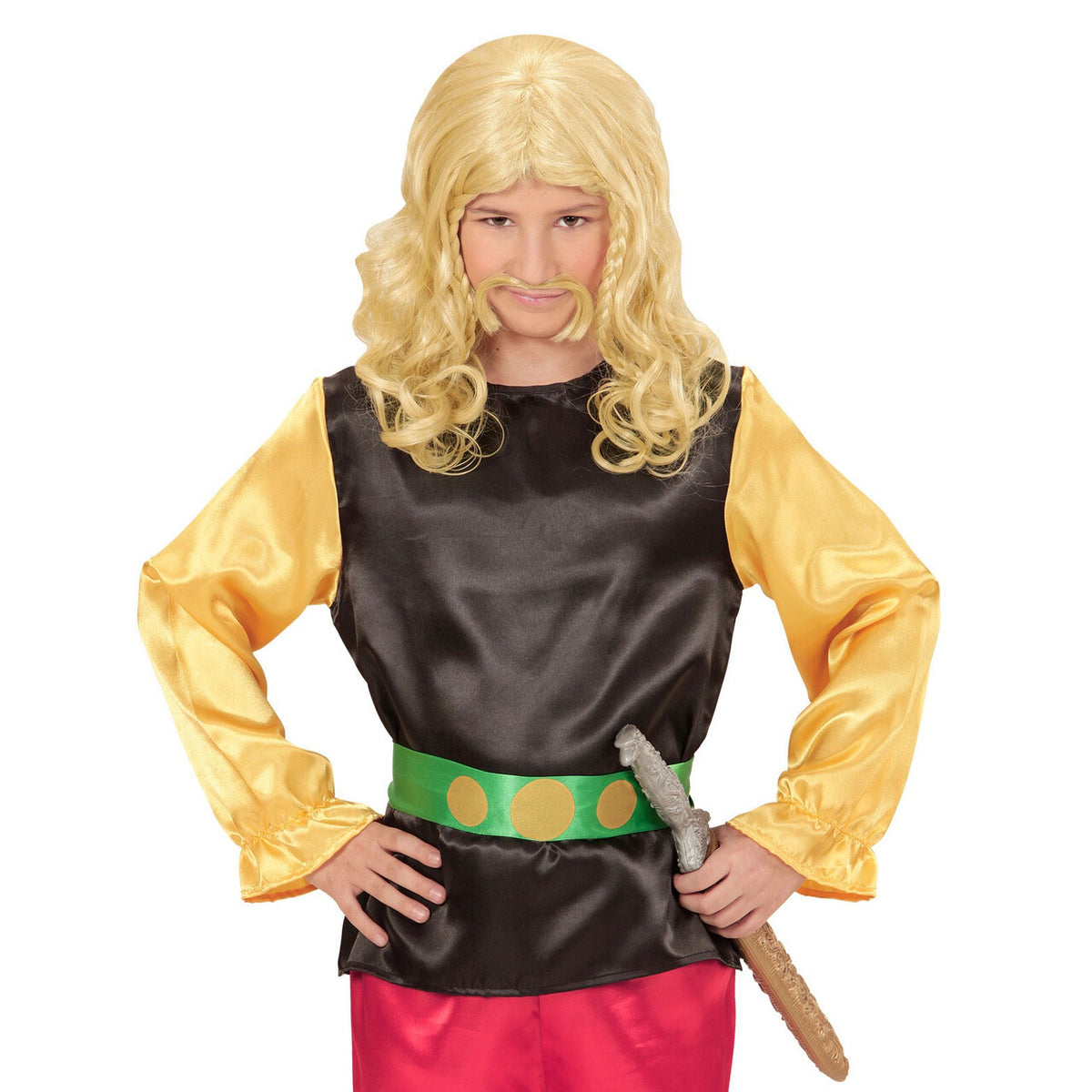 Op deze afbeelding zie je een Accessoires, van het merk Widmann. Viking Pruik, Kind Romein Met Snor