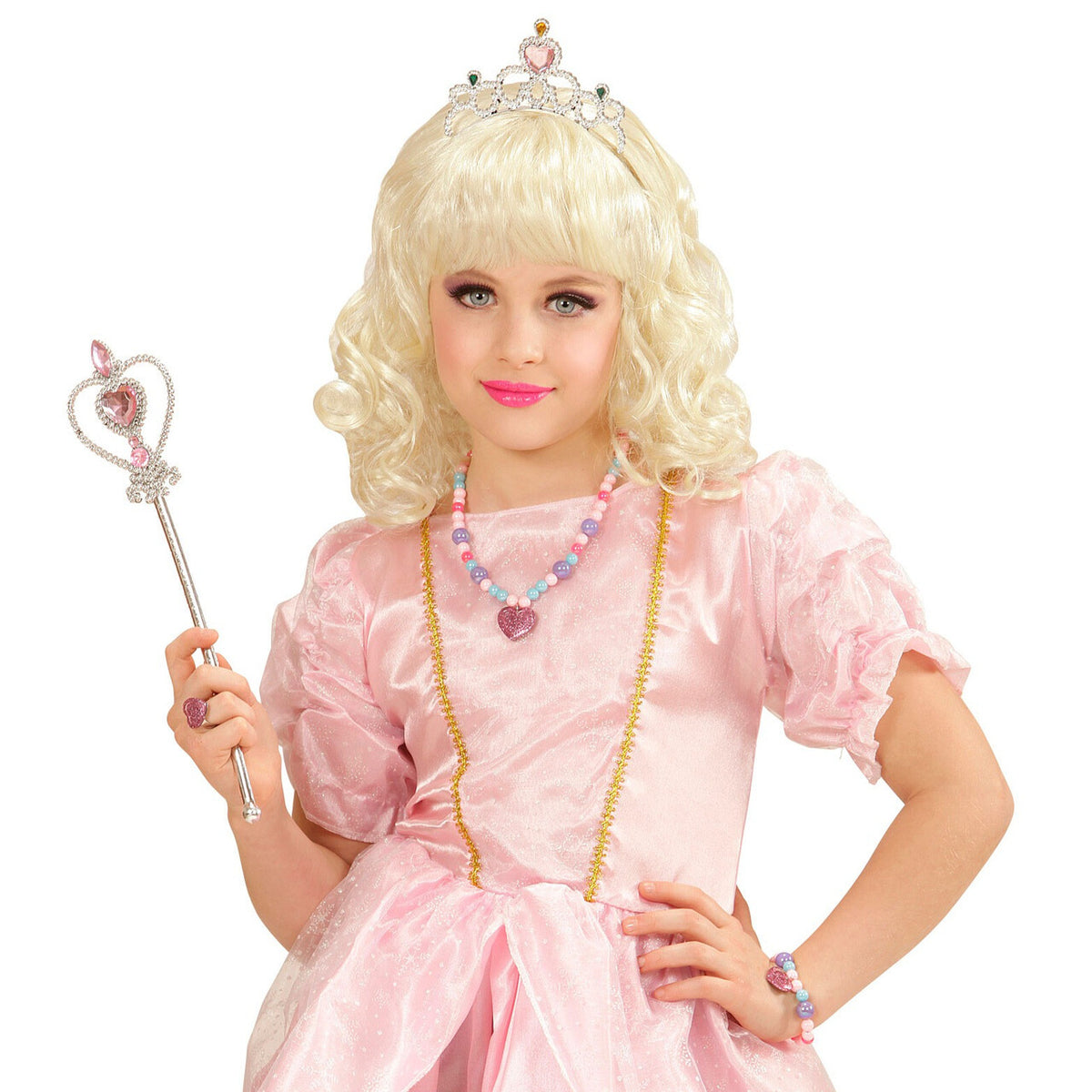 Op deze afbeelding zie je een Accessoires, van het merk Widmann. Schoonheidskoningin Pruik Prinses Kind
