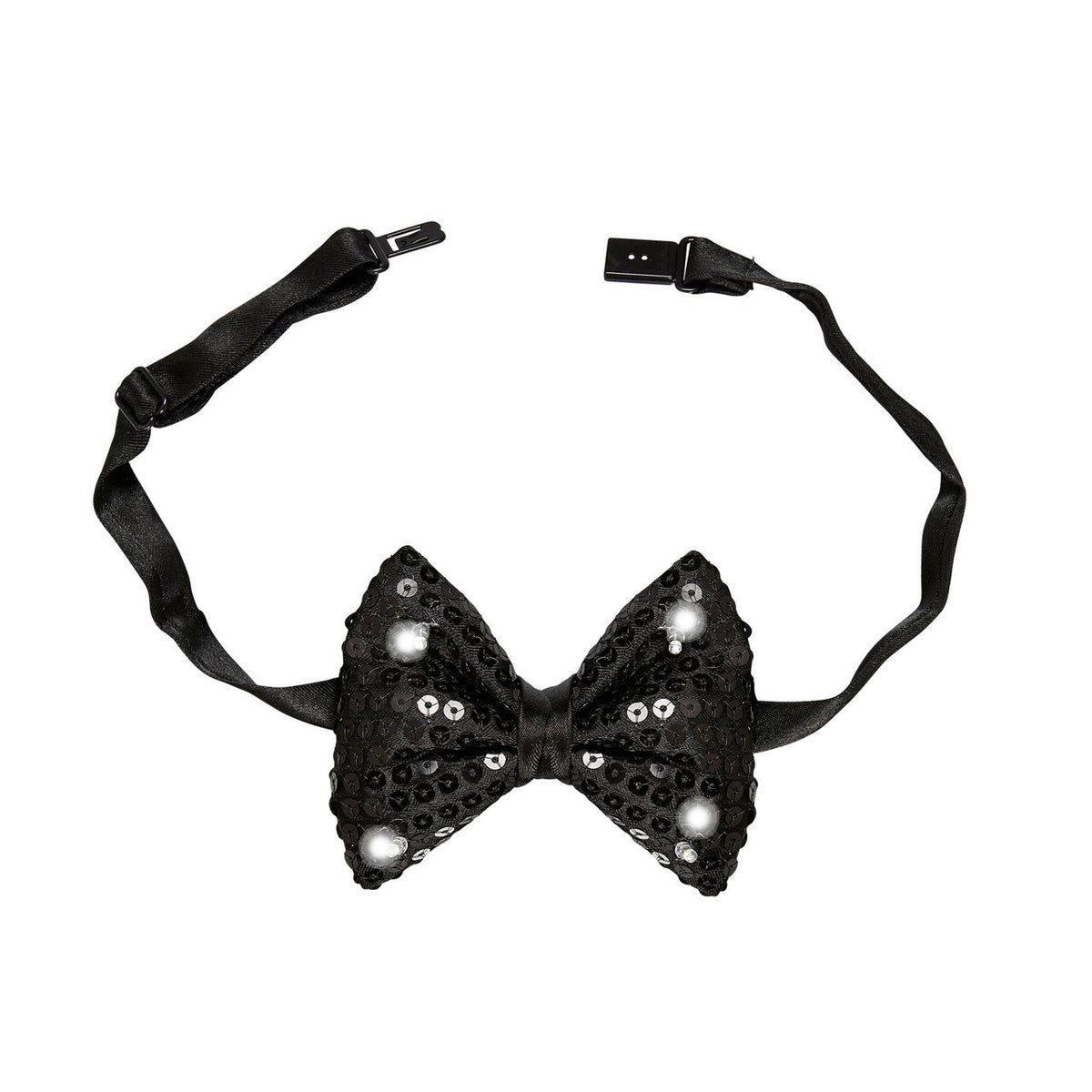 Op deze afbeelding zie je een Accessoires, van het merk Widmann. Flitsend Pailletten Strikje Met Licht, Zwart
