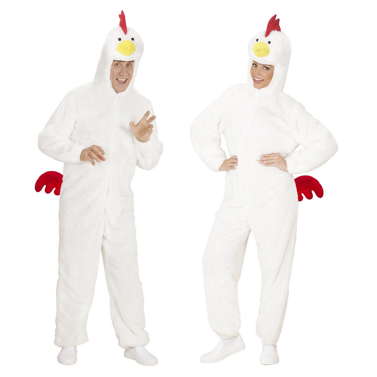 Op deze afbeelding zie je een Kostuums, van het merk Widmann. Dieren Onesie Pluche Kip Kostuum