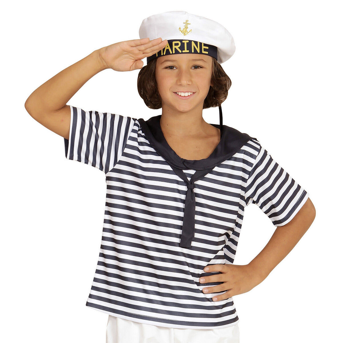 Op deze afbeelding zie je een Kostuums, van het merk Widmann. Marine Set Sammy Kind Kostuum