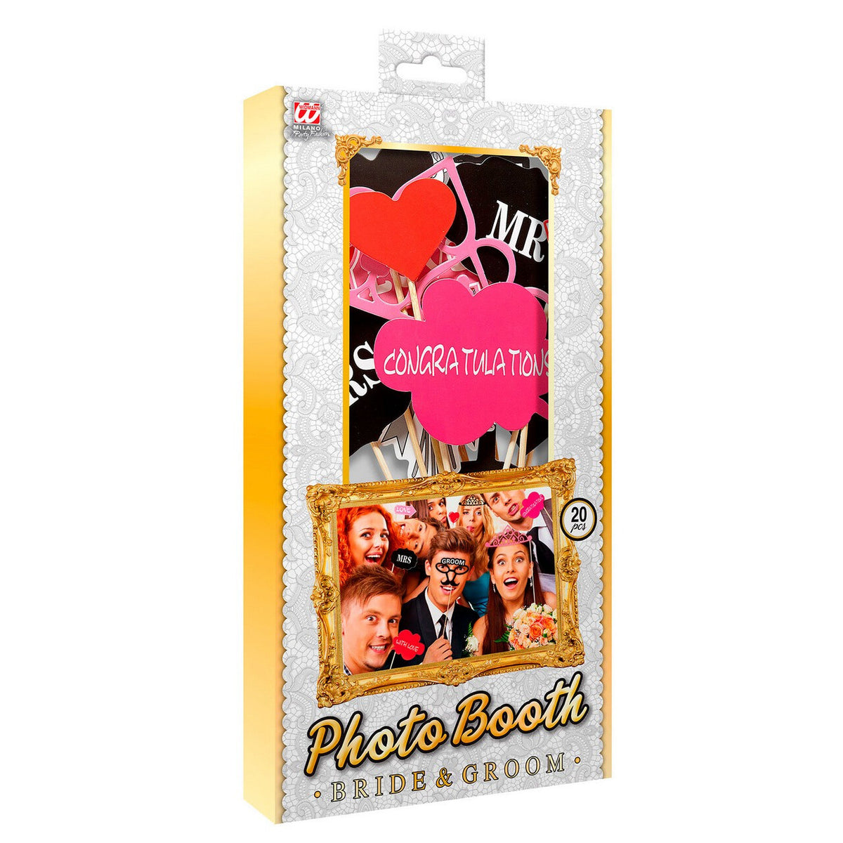 Op deze afbeelding zie je een Accessoires, van het merk Widmann. Creatief Fotohokje Accessoires , Bruid & Bruidegom