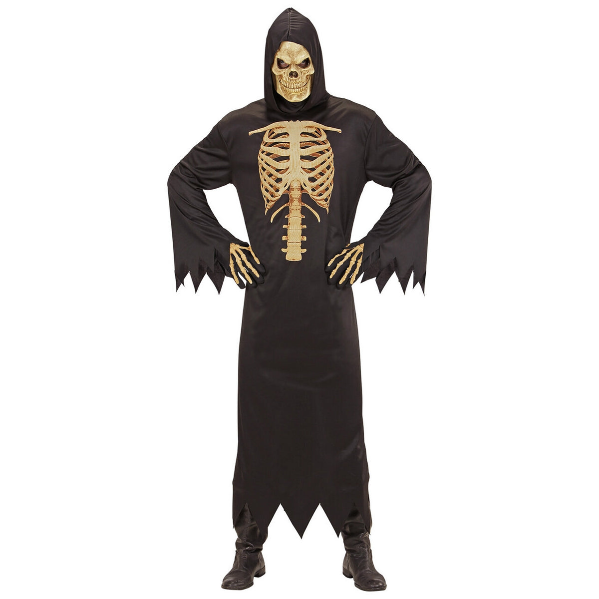 Op deze afbeelding zie je een Kostuums, van het merk Widmann. Realistische Borstkas Reaper Man Kostuum
