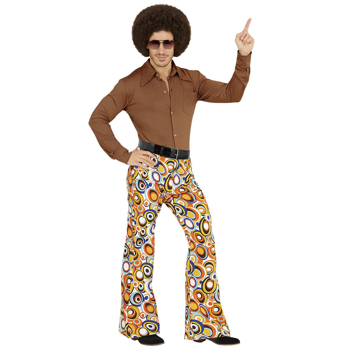 Op deze afbeelding zie je een Kostuums, van het merk Widmann. Groovy Gandalf 70s Heren Broek, Luchtbellen Man