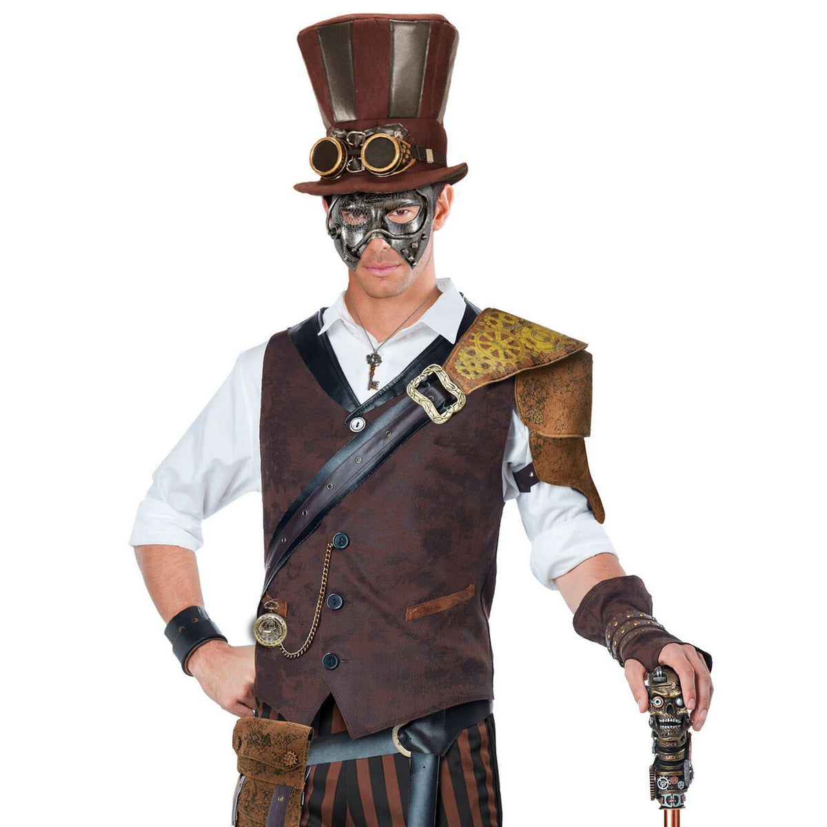 Op deze afbeelding zie je een Accessoires, van het merk Widmann. Steampunk Masker, Zilver Mechanica