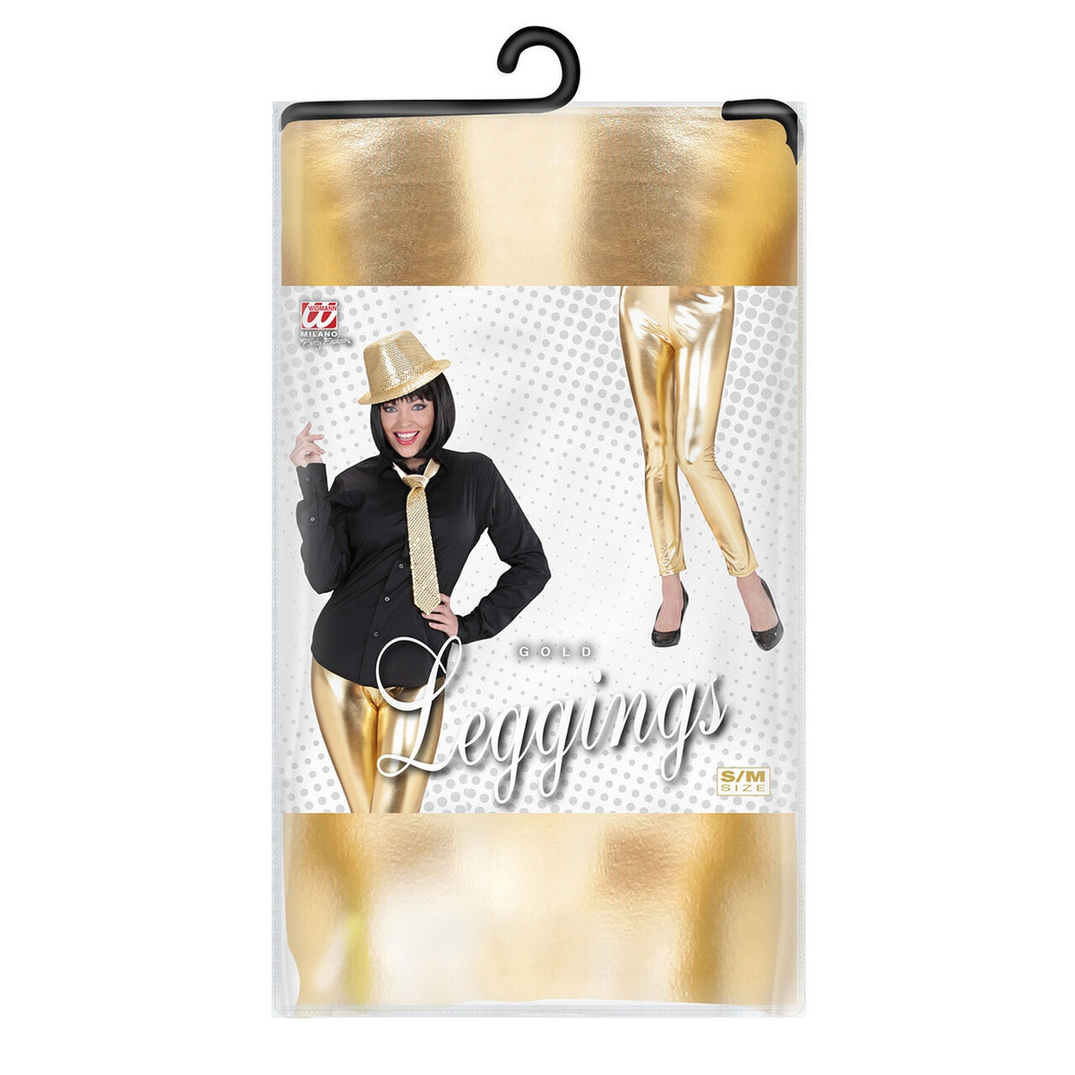 Op deze afbeelding zie je een Kostuums, van het merk Widmann. Glossy Gouden Legging Vrouw
