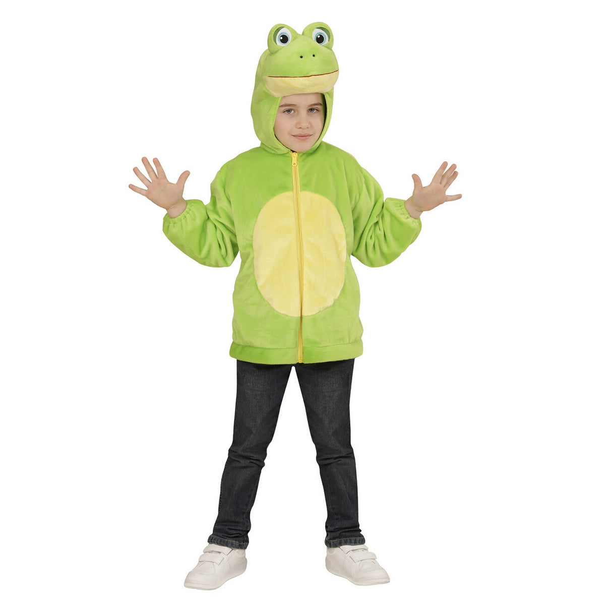 Op deze afbeelding zie je een Kostuums, van het merk Widmann. Hoodie 98 Centimeter Groene Sloot Kikker Kind